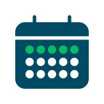 Icon calendar blue and green